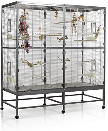 Montana Cages Vogelvoliere Casa 150, Antik-Platinum | Für Wellensittiche, Für Nymphensittiche