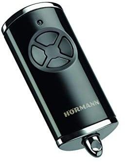 Hörmann Handsender HSE 4 BS (Frequenz 868 MHz, Garagentorantrieb mit Chrom-Kappen, Batterien, Maße 28x70x14 mm, inkl. Schlüsselring) 4511561, Schwarz Hochglanz