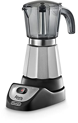 De'Longhi Alicia Plus EMKM6.B Mokkakanne (360° drehbar, 550 W) Silber-Schwarz