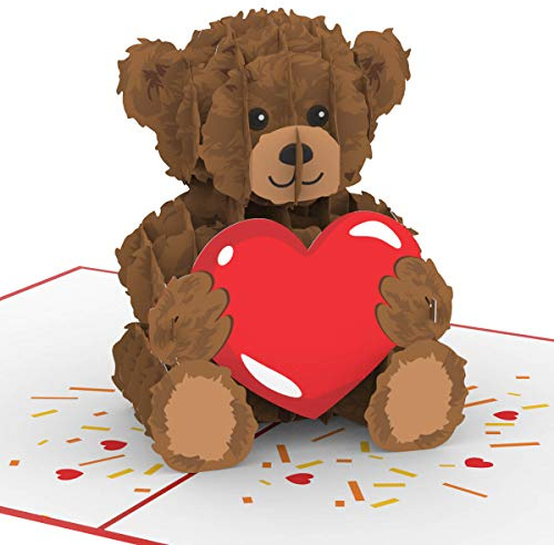 papercrush® Pop-Up Karte Teddy mit Herz - Süße 3D Geburtstagskarte für sie (Mama, Tochter, Oma), Liebeskarte für Frau & Freundin, Ich Liebe Dich Karte für Herzensmensch mit Teddybär zum Jahrestag