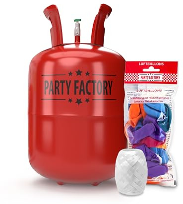 Party Factory Helium Gasflasche 200L | für ca. 30 Luftballons - dekorieren Sie schnell Ihre Party mit Ballongirlanden, Latexballons und Folienballons