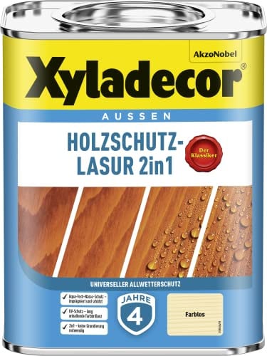 Xyladecor Holzschutz-Lasur 2in1, Universeller Allwetter-Schutz – Der Klassiker, Farblos, 750 ml