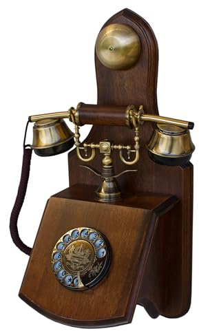 Opis 1921 Cable Modell D: Vintage Holz Wandtelefon mit Wählscheibe als Nostalgie Retro Telefon mit Schnur