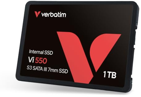 Verbatim Vi550 S3 SSD 1 TB, internes 2,5 SATA III SSD-Laufwerk mit 3D-NAND-Technologie, bis zu 550 MB/s Lesegeschwindigkeit, ideal für PC und Notebook, schwarz
