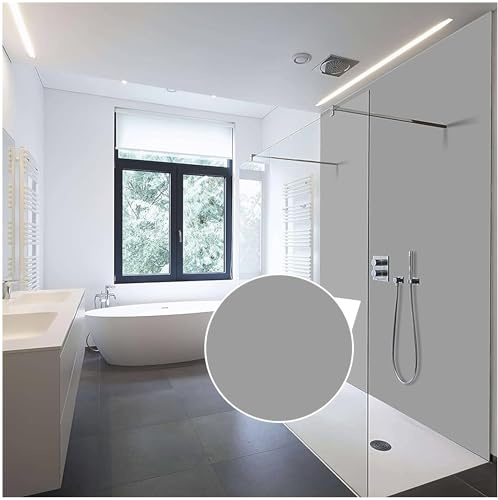 WALLando Premium Duschrückwand, individueller Größenzuschnitt – Einfach zu montierende Wandverkleidung für Dusche & Bad – Hochwertige PVC-Duschwand, einfarbig & seidenmatt – Hellgrau