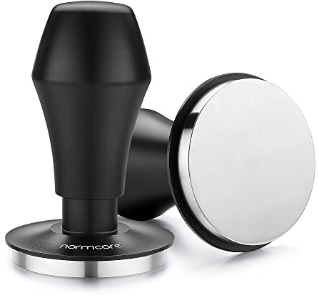 Normcore 58,5 mm Kaffeestampfer V4.1 mit Klick-Sound-Feedback, federbelastetes Werkzeug mit flachem Edelstahlsockel, kompatibel mit 58 mm Espressomaschinen-Portafilter, Schwarz