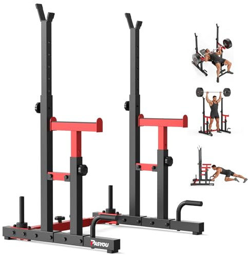 PASYOU Squat Rack Hantelständer, Multi-Funktionales Langhantelständer, Höhenverstellbare Doppelte Langhantelablage mit Push up, Trainingsgerät für zu Hause,Gym Standard Max. bis 250 KG