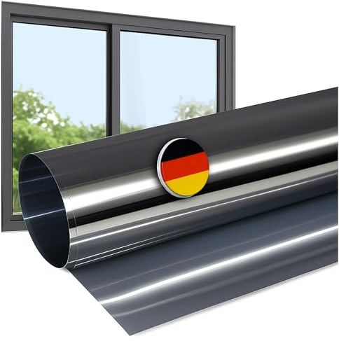Rapid Teck Fensterfolie Sonnenschutz - 200cm x 152cm - Starke Verspiegelung - Hitzeschutzfolie Fenster 99% UV-Schutz - Spiegelfolie Fenster Sichtschutz - Sonnenschutzfolie Fenster außen