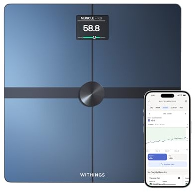 Withings Body Smart Körperanalysewaage, WLAN, Multifrequenz-BIA, Schwarz | Klinisch validiert, Körperzusammensetzung, 50-g-Genauigkeit, bis 8 Nutzer, WLAN & Bluetooth, iOS & Google Health