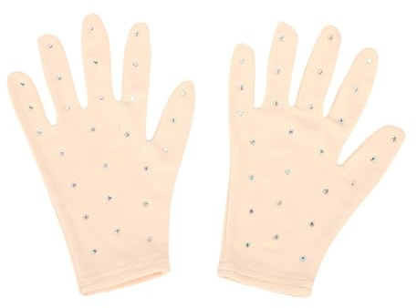 EHJRE Eiskunstlauf Wettkampfhandschuhe, Strass Dekoration, Tanzhandschuhe für Eiskunstlauf Wettbewerb, Trainingsshow, S Skin Color