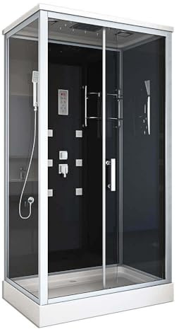 Home Deluxe - Komplettdusche WAVE XL - Schwarz, Maße: 120 x 80 - inkl. Radio, Regendusche und komplettem Zubehör I Fertigdusche, Dusche, Duschtempel