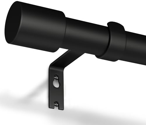 Gardinenstange Schwarz 76-228 cm Vorhangstange Ausziehbar 19 mm Durchmesser für Schlafzimmer, Wohnzimmer oder Küche von GEEBOBO