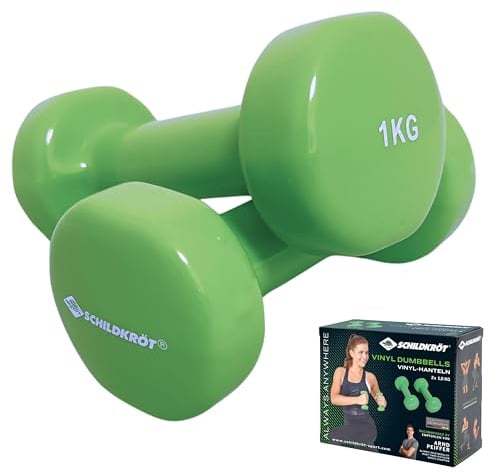 Schildkröt Vinyl Hantel Set, 2 x 1,0 kg, Grün, in 4-Farb Karton, 960205