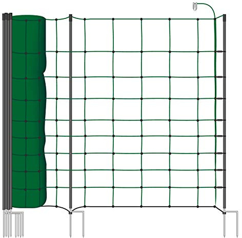VOSS.farming 50m Elektrozaun - Netz, tannengrün, 108cm, 20 Pfähle stabil grün Agility