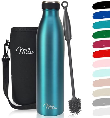 Milu Thermoflasche 350ml 500ml 750ml 1L 1,5L Isolierte Edelstahl Trinkflasche Thermoskanne Auslaufsichere Isolierflasche doppelwandig für heiße und kalte Getränke, Kohlensäure geeignet (Grün, 750ml)