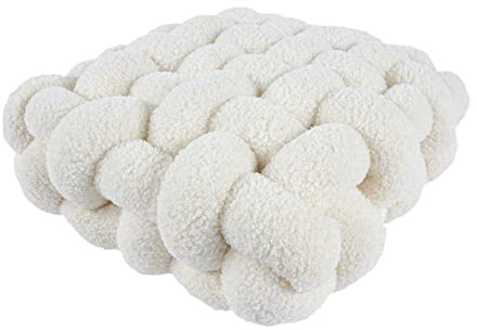 Ronyme Sitzkissen Bodenkissen-Handgewebtes Plüschkissen für Sofa & Boden - Indoor/Outdoor - Dicke Sitzauflage für Wohnzimmer, Restaurant, Garten,30x33x12cm, Beige