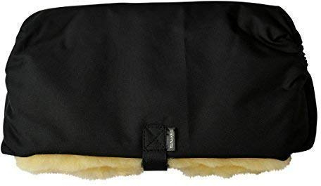 Lammfell - HANDWÄRMER FÜR KINDERWAGEN Muff für Buggy Jogger mit echtem Merino Lammfell Farbe Schwarz/Gelb