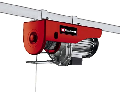 Einhell Seilhebezug TC-EH 500 (800 W, Bedienungsschalter mit Not-Aus, automatische Bremse, Endabschaltung, inkl. 12 m drallfreiem Drahtseil, Umlenkrolle mit Lasthaken und Sicherheitsbügel)