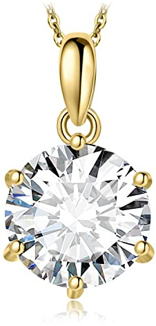 JewelryPalace Rund 1ct 1.5ct 2ct 3ct Moissanite Kette Anhänger, Simulierter Diamant Braut Schmuck Set, Halskette Damen Silber 925 Collier Damen mit Stein, Schmuck Mädchen Frauen Rosegold Gold 45CM