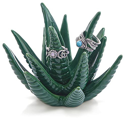 Titanape Aloe Ringhalter Kaktus Schmuckständer, Geschenke für Frauen Geburtstag, Einzigartige Schmuckhalter Geschenk für Mama, Freundin, Mädchen, Sie, Hochzeit Weihnachts