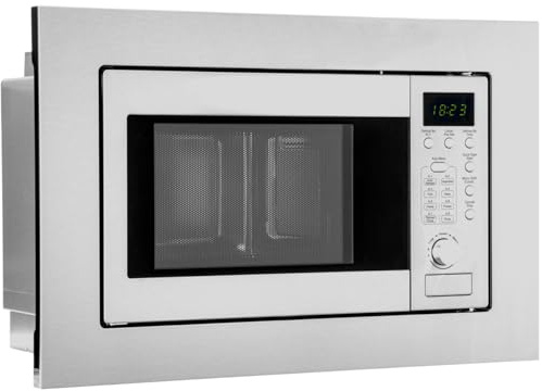Bomann Einbaumikrowelle mit Grill | 60cm | 800W Mikrowelle | 1000W Grill | inkl. Grillrost und Drehteller | 20L Einbau Mikrowellengerät | MWG 2215 EB inox