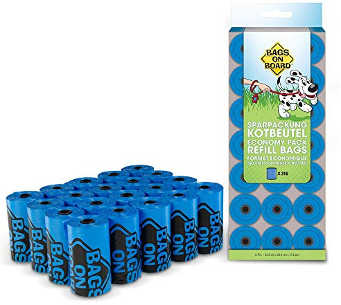 Hundekotbeutel von Bags On Board, reißfest und auslaufsicher – 315 Blaue Beutel