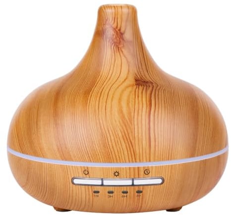 Grundig Aroma Diffuser Luftbefeuchter 300ml - Elektrischer Duftöl Diffuser Mit LED-Licht und Timer - Diffusor Für Ätherische Öle - Ohne Kabel - Bamboo, Braun