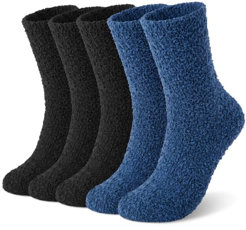 Kuschelsocken Herren Fleece Flauschige Thermosocken 5 Paar 42–46 | Warm Winter Hoch elastische dicke Socken für Zuhause und das Bett Geschenke für Männer Weihnachten