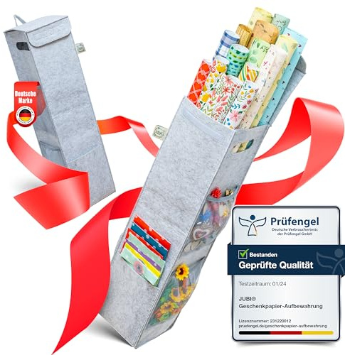 Jubi® Geschenkpapier Aufbewahrung, Organizer aus Recycled Filz, Grau