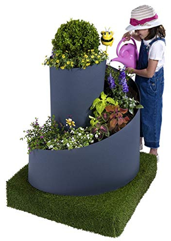 Große Kräuterspirale aus PP – Kräuterschnecke Hochbeet für Garten – Anthrazit Grau RAL 7016 – Ø 80–90 cm, Höhe 80 cm – ohne Boden
