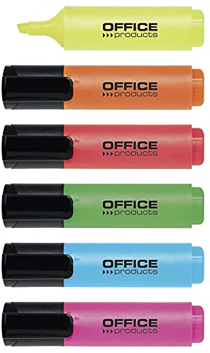 OFFICER PRODUCTS PRODUCTS Textmarker 6er Pack Farbe: Gelb, Oragne, Rosa, Grün, Rot, Blau/Highlighter Textliner Die Ungiftige Tinte, Keilspitze Leuchtfarben Hohe Qualität/Strichstärke 2-5mm 17055319-99