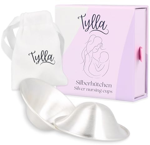 Tylla | Silberhütchen aus 999er Silber | Hilfe bei beanspruchten Brustwarzen | Unterstützt feuchte Regeneration beim Stillen | Wochenbett Stillhütchen (2 Stück) für Brustschutz