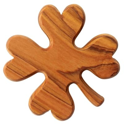 Kassis Geschenkartikel Kleeblatt als Handschmeichler – Glücksbringer aus Olivenholz, handgefertigt in Bethlehem – Taschenstein, Schutzsymbol, Sorgenfresser und Geschenkidee