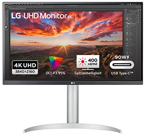 LG 4K UHD Monitor 27UP85NP-W.BEU 68,4 cm - 27 Zoll, IPS-Panel, AMD FreeSync, VESA DisplayHDR 400, schwarz weiß, 400 cd/m², Schwarz/Weiß