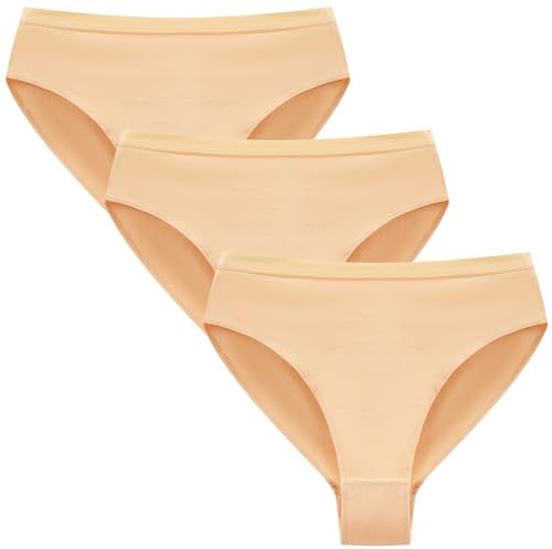 Adorel Mädchen Ballett Slips Baumwolle Tanz Unterhosen Unterwäsche 3er-Pack Hautfarbe 146 (Herstellergröße 150)