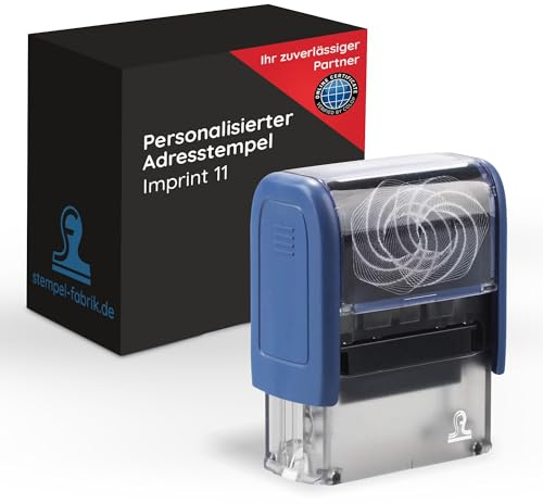 stempel-fabrik – Imprint 11 Stempel mit Wunschtext personalisieren – selbstfärbender Stempel als Namensstempel, Adressstempel, Firmenstempel & Co zu verwenden (37 x 14 mm | 4 Zeilen)