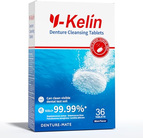 Y-Kelin Reinigungs für herausnehmbaren Zahnersatz/dritte Zähne, Gebissreinigungstabletten, Prothesenreinigungstabletten (36 Registerkarten)