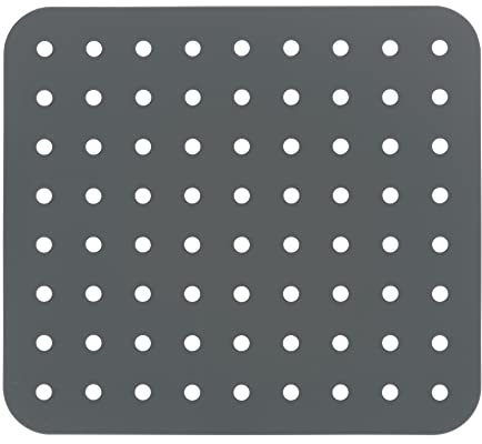 WENKO Spülbeckeneinlage Kristall Eckig, extra Dicke Spülbeckenmatte, schützt vor Kratzern, robuster Kunststoff, 31 x 27,5 cm, Grau