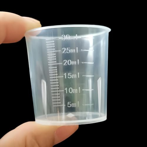 Kurkip Messbecher Klein 30ml Kunststoff 10 Stk - Mini Präzisions Messbecher Mit Waage, Dosierhilfe für Waschmittel, Küche Backen, Labor, Kochen - Measuring Cup