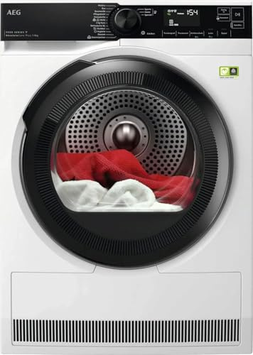AEG WiFi Wärmepumpentrockner 8 kg, Serie 9000 AbsoluteCarePlus - Daunentrocknung, 3D-Scan Restfeuchteermittlung, B, Energiesparend, Trommelbeleuchtung, Knitterschutz -Weniger Bügelaufwand, TR9W75780