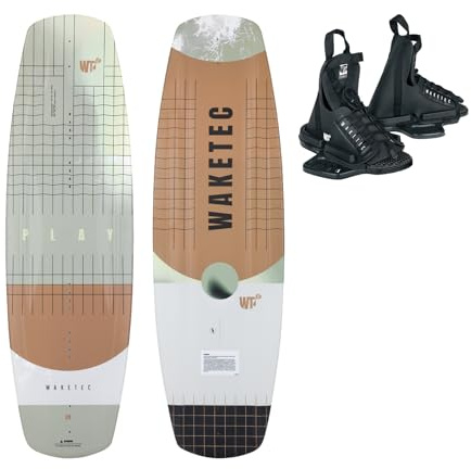 WAKETEC Wakeboard-Set Play mit Onset Bindung, Package für Anfänger und Fortgeschrittene, 134 cm 139 cm, leicht zu Fahren, Körpergewicht 40-85 kg, Kinder Erwachsene Einsteiger