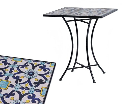 Hochwertiger Outdoor Mosaik Tisch Mosaiktisch Gartentisch Gartenmöbel Outdoortisch Bistrotisch wetterfest 61x61xH70cm