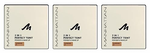 Manhattan Perfect Teint Powder & Makeup, Sunbeige 21, 3 Stück (3 x 9g)