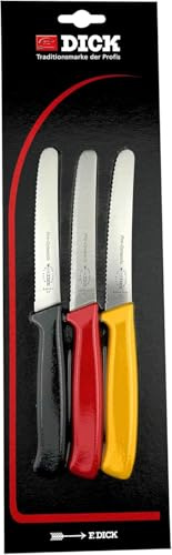 F. DICK Allzweckmesser-Set Deutschland ProDynamic 3x Messer mit Klinge 12cm | X55CrMo14 Stahl, nichtrostend, 56° HRC, Messer Europameisterschaft und Weltmeisterschaft, Geschenkidee EM und WM