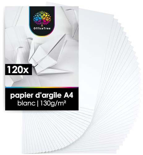 OfficeTree 120 Blatt Tonpapier Weiß A4 130g/m² Weißes Bastelpapier - Tonkarton A4 Weiß zum Basteln und Gestalten