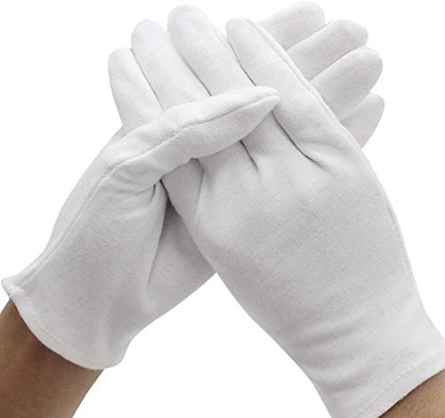 VOARGE 10 Paar weiße Baumwollhandschuhe, Größe XL, Weiss, Care Baumwollhandschuhe, Bequem und Atmungsaktiv, für trockene Hände, Ekzeme, Schönheit, Münze, Schmuck und Silber Inspektion
