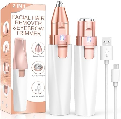 Augenbrauenrasierer und Gesichtshaarentferner für frauen elektrisch: 2-in-1 Damenrasierer Gesicht, Augenbrauen Trimmer und Gesichtsrasierer für damen, Vinmall epilierer damen gesicht für unterwegs