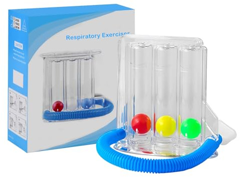Lungen-Trainer, Atem-Trainer, Tiefenatmungs-Übungsgerät, Atemübungen für die Lungen, Atemübungsgerät, Lungentraining, Atemtraining mit 3 Bällen, Waschbar & Hygienisch (600~1200 CC)