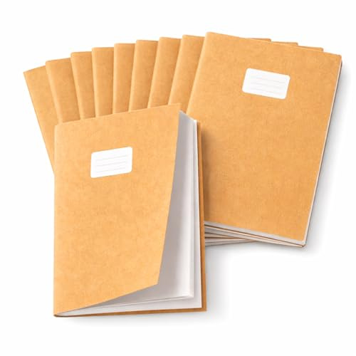 Friendly Fox 10 Heftumschläge aus Kraftpapier für Kinder, A4 Hefthüllen, Heftschoner mit Etikett, Buchumschläge