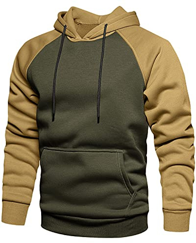 MANLUODANNI Herren Kapuzenpullover Raglan Men's Hoodie Pullover mit Kapuze Casual Sweatshirt Classic Farbabstimmung Hoody